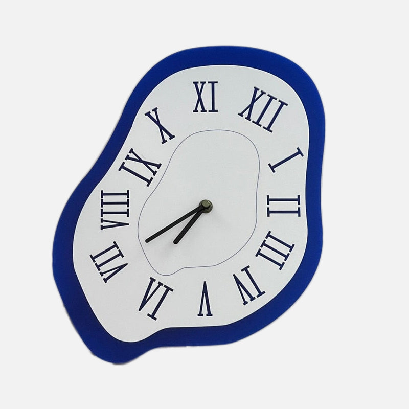 Meltor Wave Wall Clock – Modern Decorative Blue White Roman Numeral Silent Bedroom Living Room