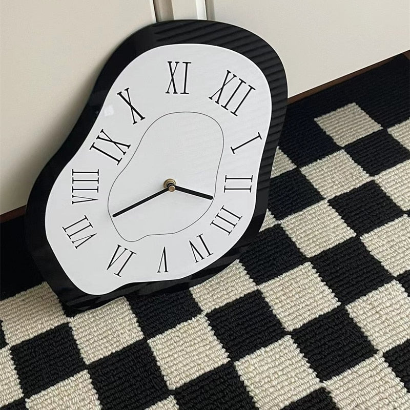 Meltor Wave Wall Clock – Modern Decorative Blue White Roman Numeral Silent Bedroom Living Room