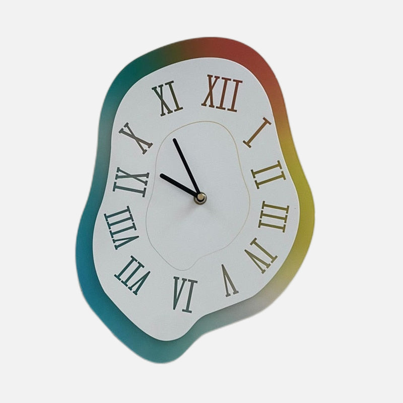 Meltor Wave Wall Clock – Modern Decorative Blue White Roman Numeral Silent Bedroom Living Room