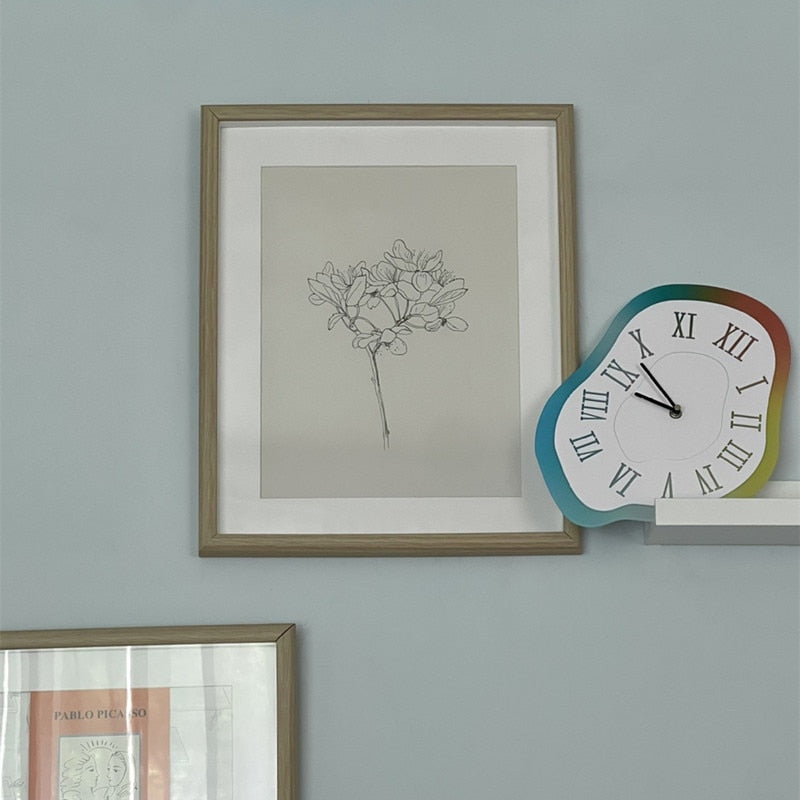 Meltor Wave Wall Clock – Modern Decorative Blue White Roman Numeral Silent Bedroom Living Room