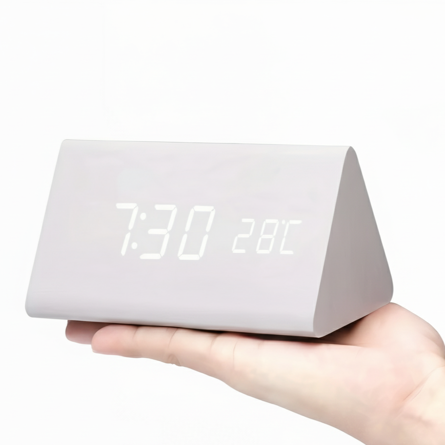 Kronos Wood Digital Alarm Clock – LED Temperature Display Bedroom Nightstand Desk Clock USB Powered
