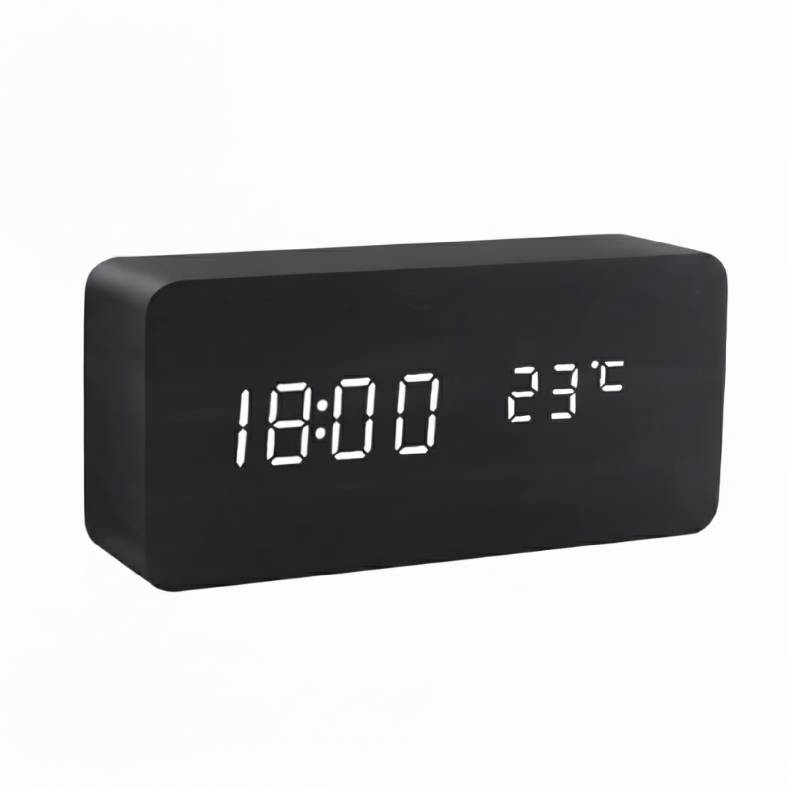 Kronos Wood Digital Alarm Clock – LED Temperature Display Bedroom Nightstand Desk Clock USB Powered