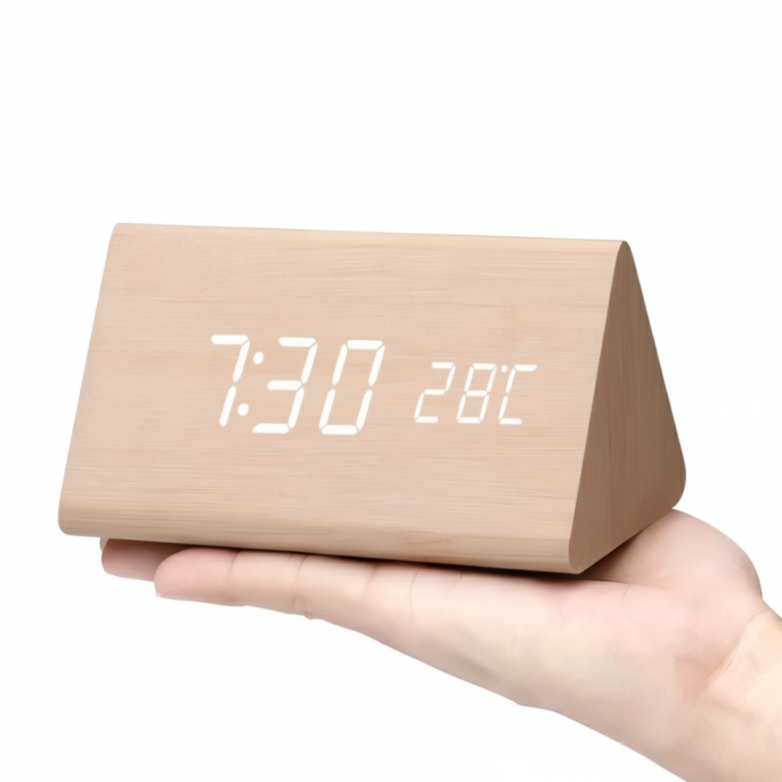 Kronos Wood Digital Alarm Clock – LED Temperature Display Bedroom Nightstand Desk Clock USB Powered