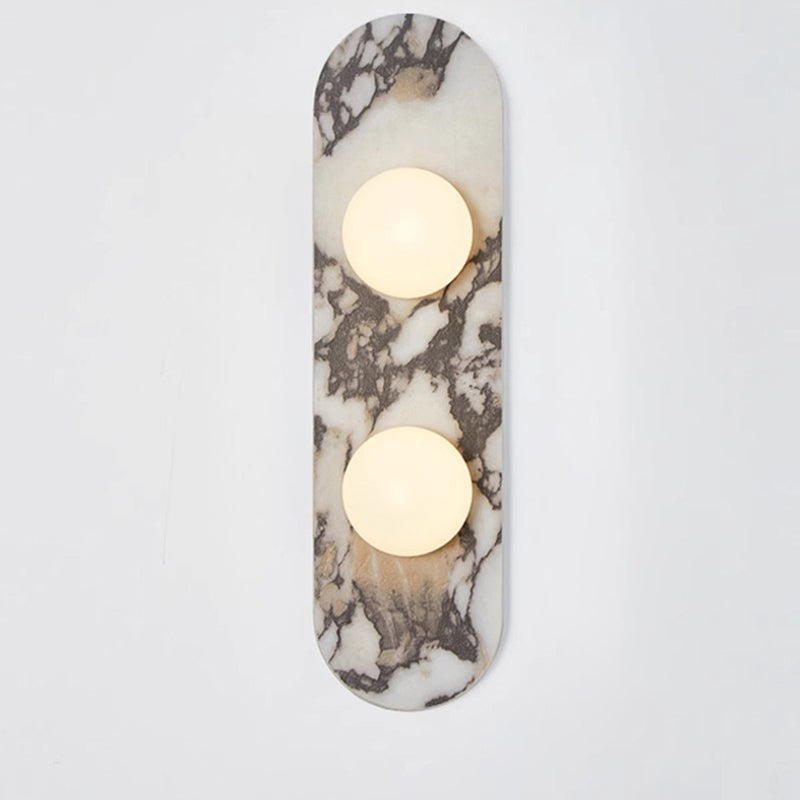Marble Globe Wall Lamp – Opaline Glass Globe Grey Veining On Marble Backplate Italian Mid Century Inspiration