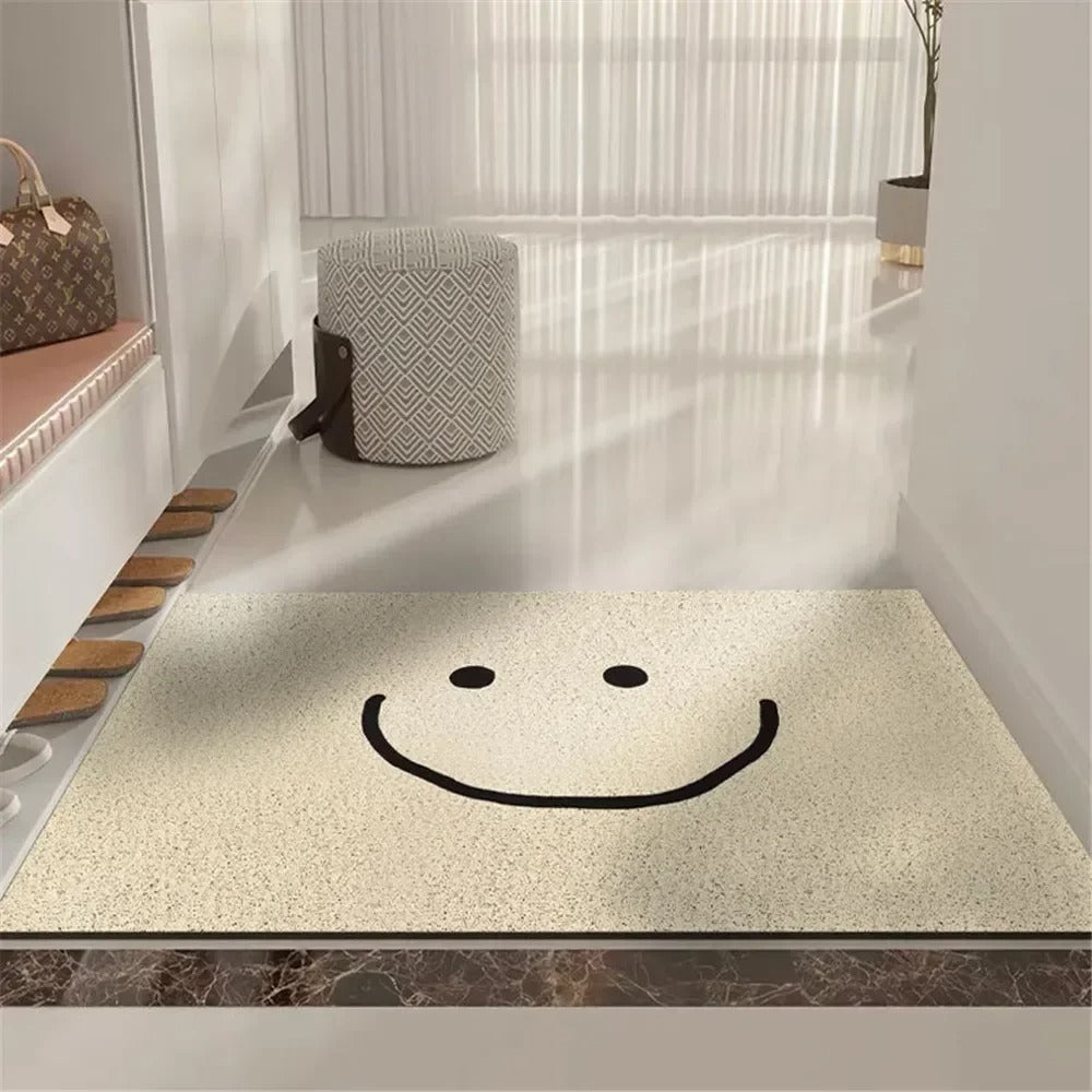 Grinto Doormat – Orange Funny Face Design Indoor Entryway Non-Slip Washable Floor Mat Home Decor