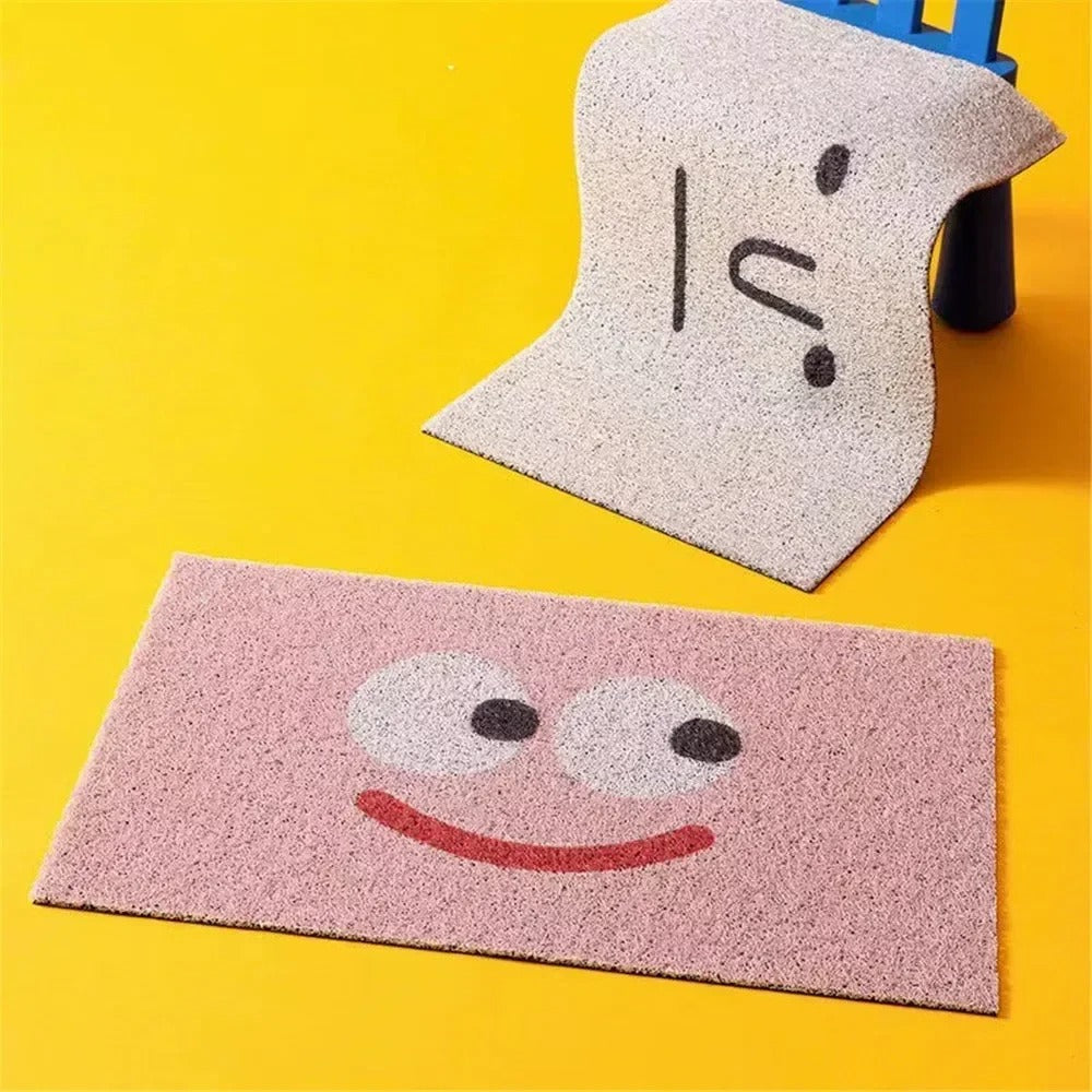 Grinto Doormat – Orange Funny Face Design Indoor Entryway Non-Slip Washable Floor Mat Home Decor