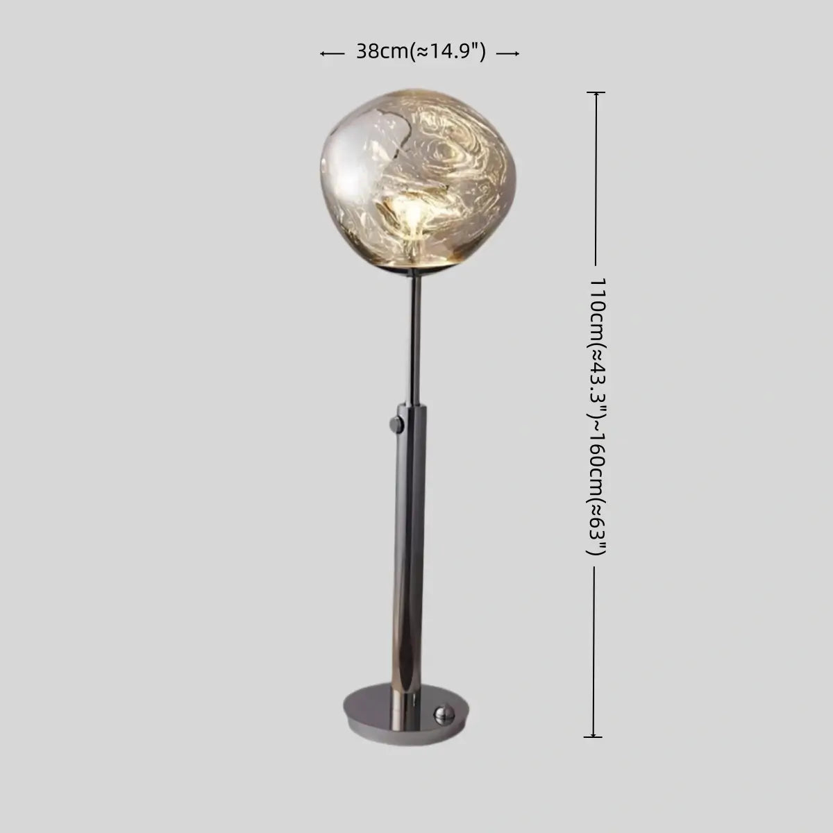 Orben Glass Floor Lamp – Modern Living Room Standing Light Adjustable Chrome Bedroom Decorative Lighting