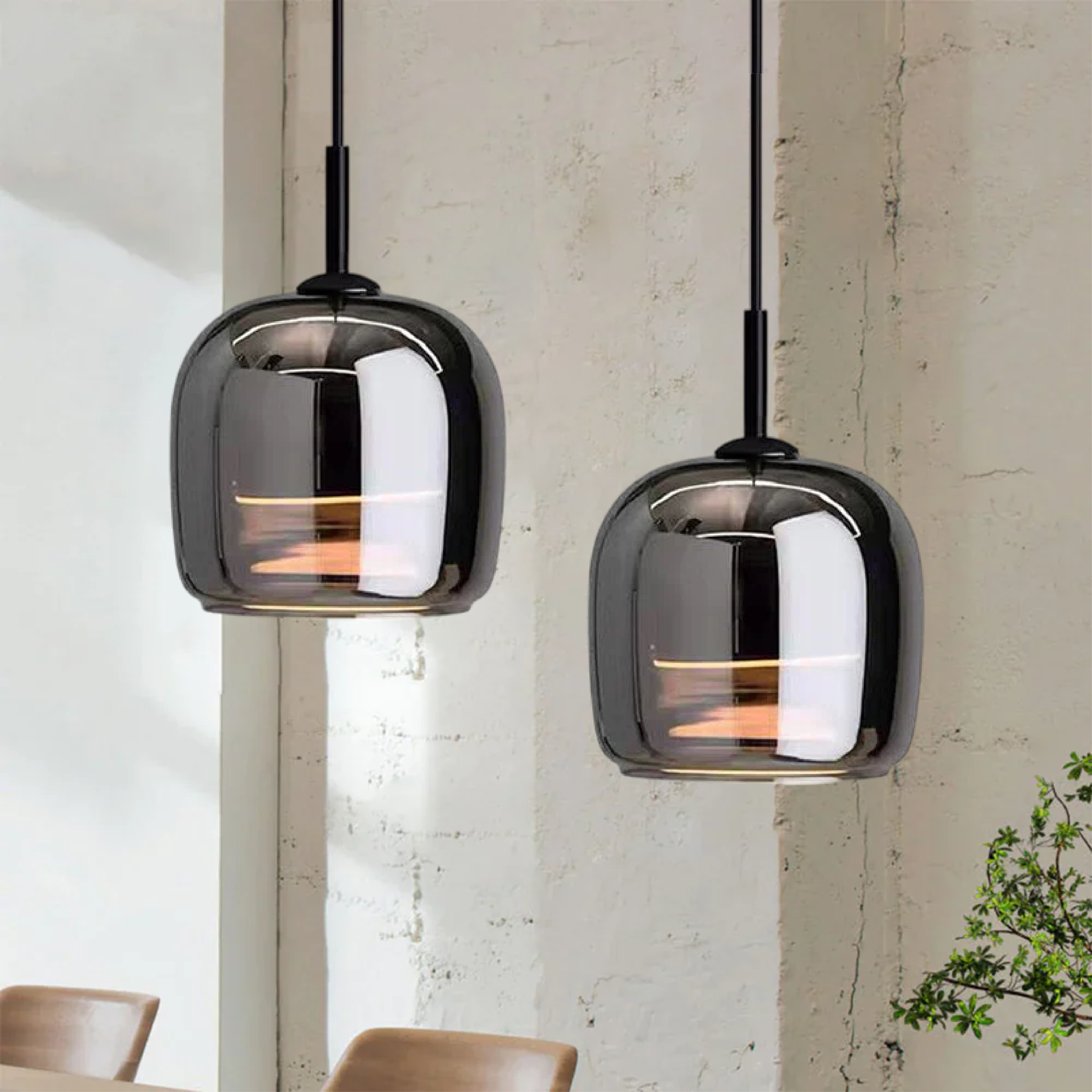 Smoked Glass Pendant Light – Modern Hanging Ceiling Fixture