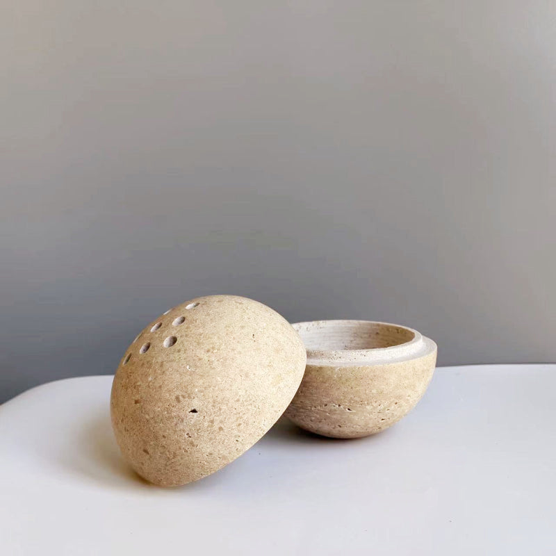 Terraza Stone Incense Burner – Natural Marble Travertine Bowl Aromatherapy Home Decor