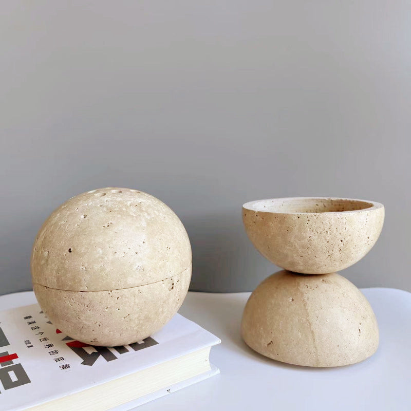 Terraza Stone Incense Burner – Natural Marble Travertine Bowl Aromatherapy Home Decor