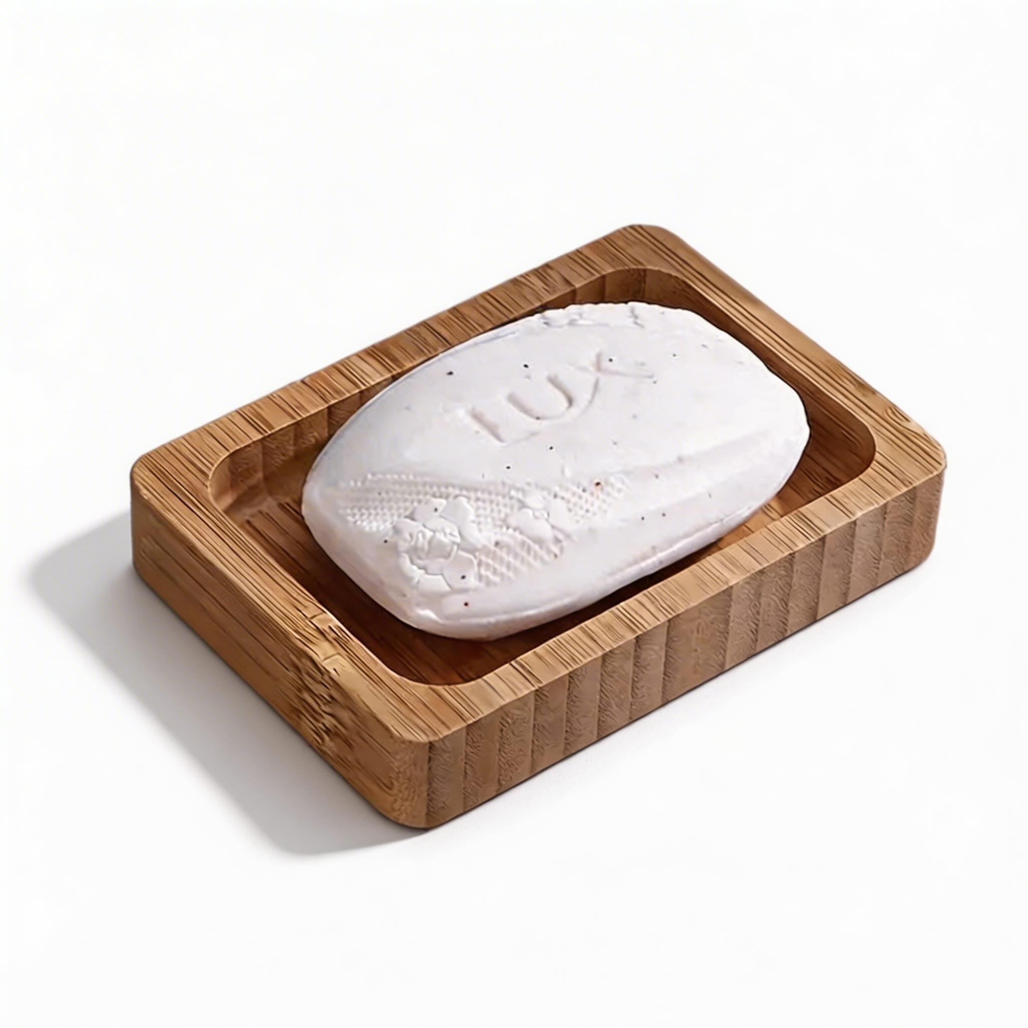 Stratum Bamboo Soap Dish – Natural Wood Bathroom Holder Soap Tray Kitchen Sink Organizer Eco-Friendly