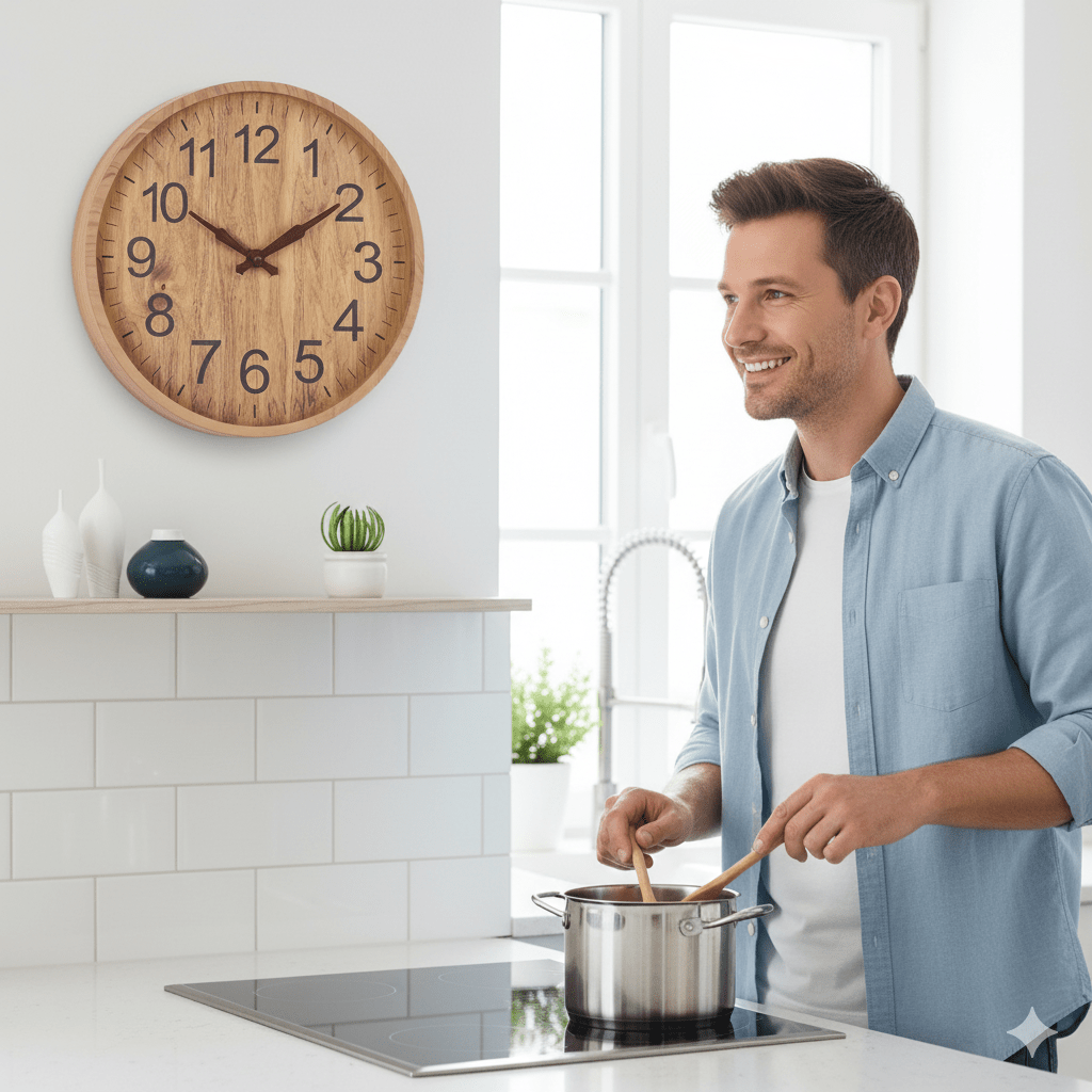 Grainley Round Wall Clock – Wood Analog Silent Living Room Bedroom Kitchen Farmhouse Decorative
