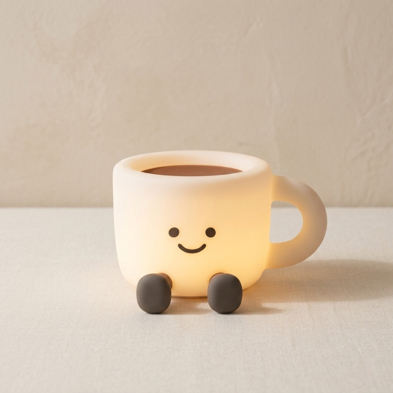 Brewzy Coffee Cup Night Light – LED Rechargeable Silicone Table Lamp Bedroom Nursery Decorative Lighting