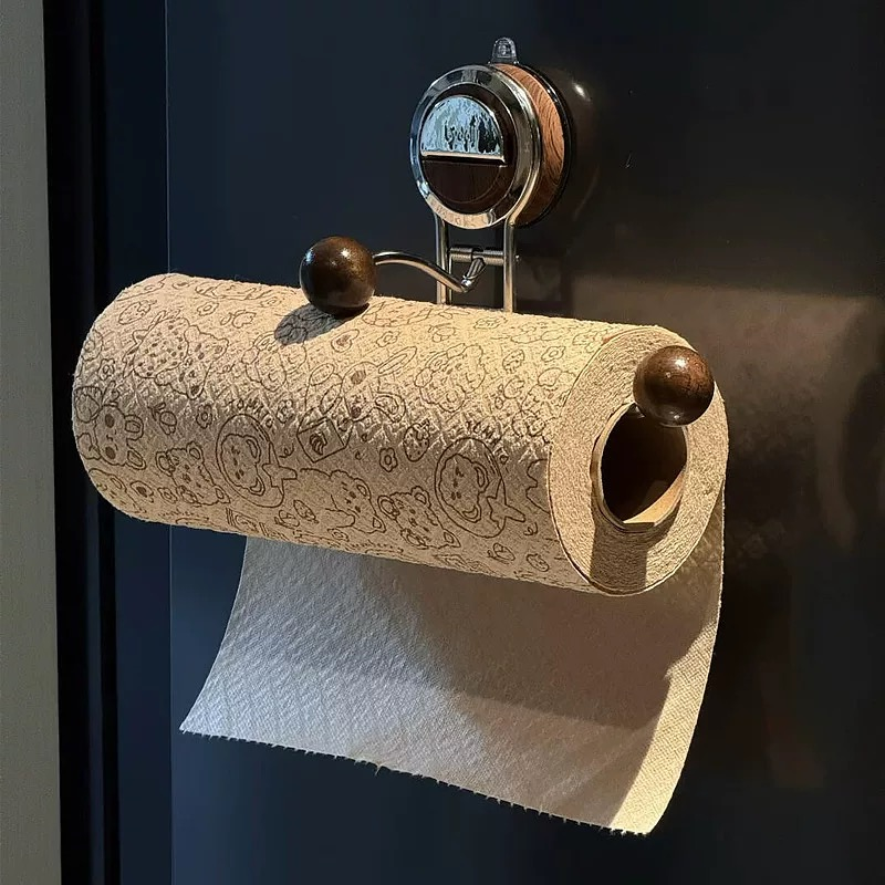 Valdor Suction Toilet Paper Holder – Wall Mounted Bathroom Tissue Storage Shelf Stainless Steel Towel Bar