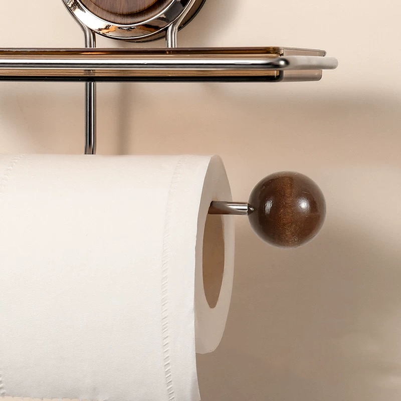 Valdor Suction Toilet Paper Holder – Wall Mounted Bathroom Tissue Storage Shelf Stainless Steel Towel Bar