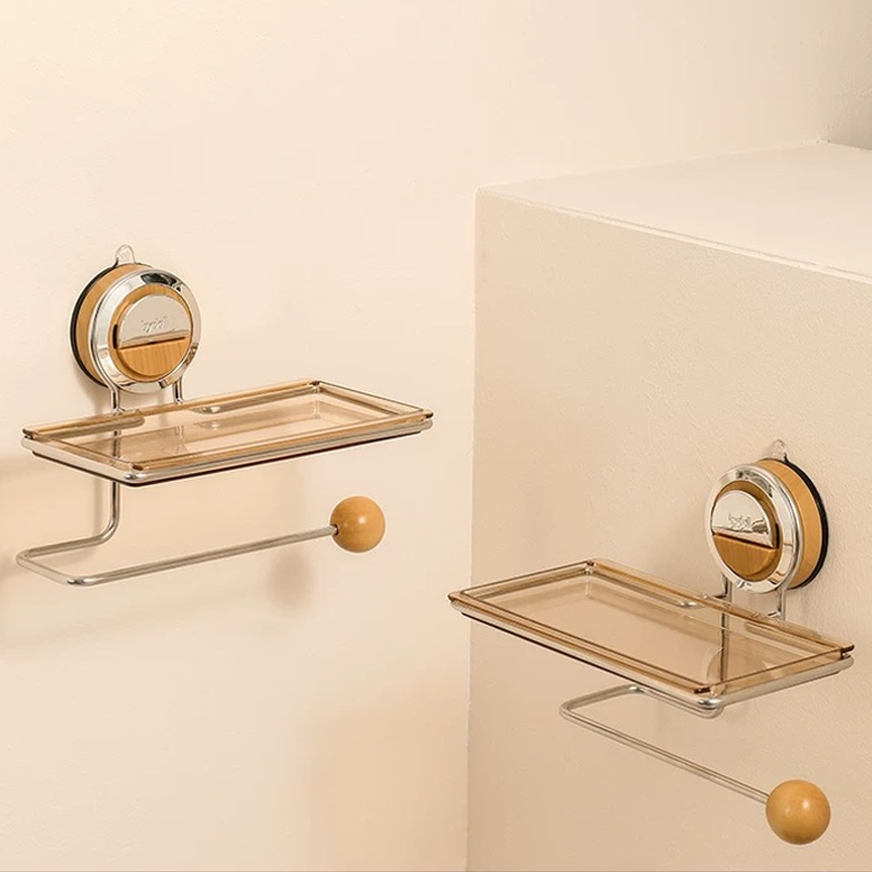 Valdor Suction Toilet Paper Holder – Wall Mounted Bathroom Tissue Storage Shelf Stainless Steel Towel Bar