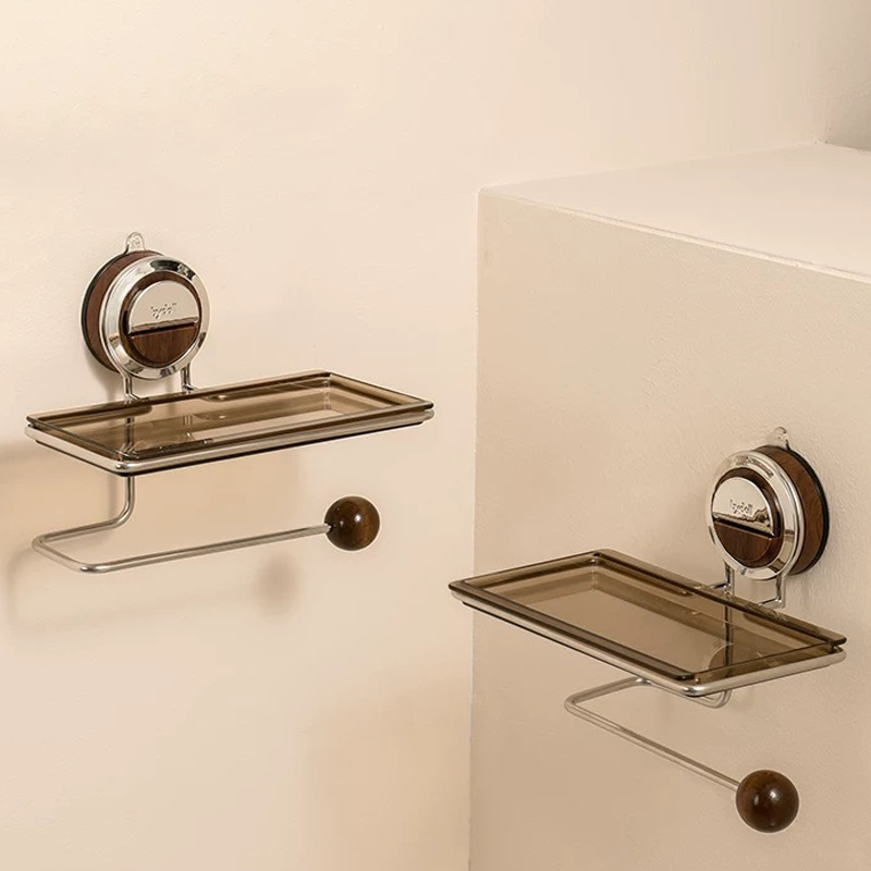 Valdor Suction Toilet Paper Holder – Wall Mounted Bathroom Tissue Storage Shelf Stainless Steel Towel Bar