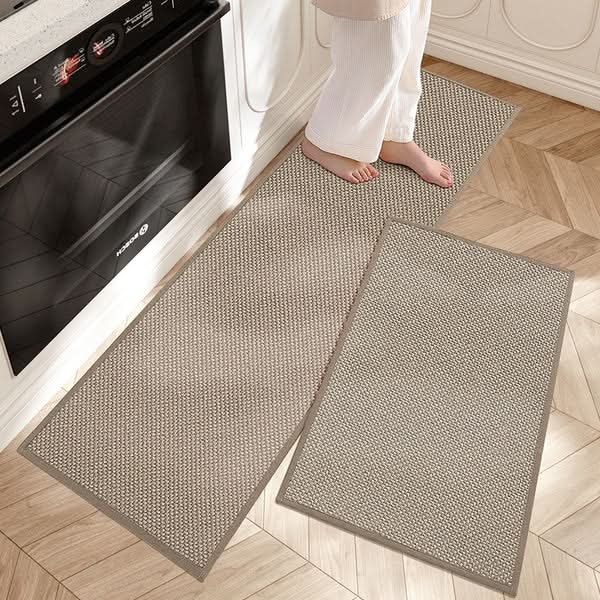 Textura Weave Kitchen Mat Set – Non-Slip Cushioned Anti-Fatigue Floor Runner Beige Textured