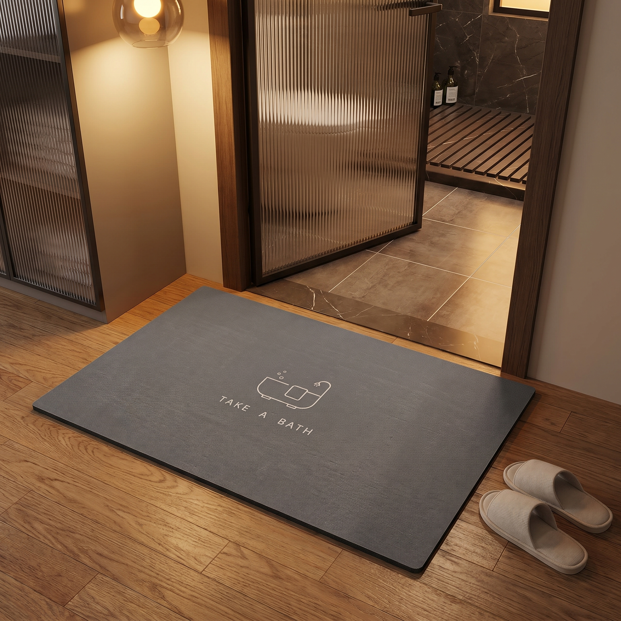Sereni Diatomaceous Bath Mat – Absorbent Non-Slip Quick Dry Bathroom Floor Rug Dark Gray