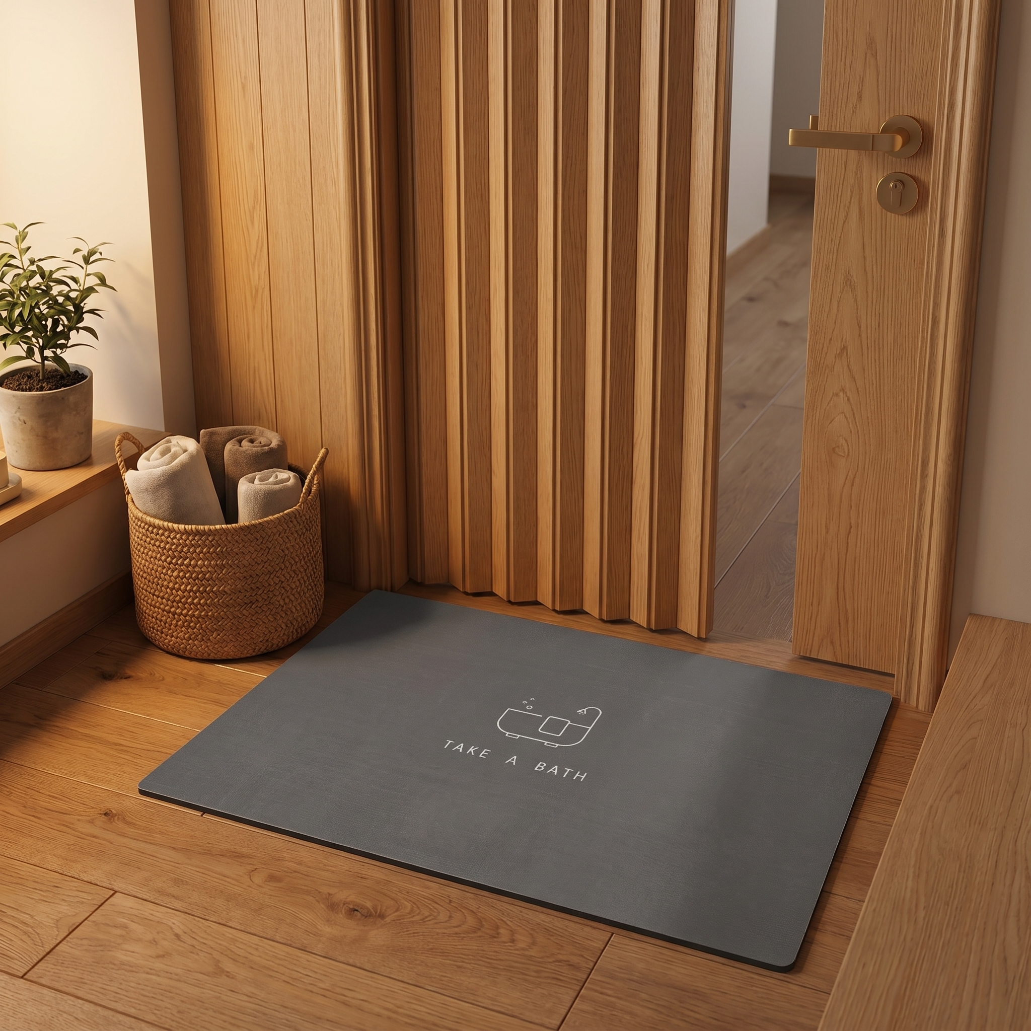 Sereni Diatomaceous Bath Mat – Absorbent Non-Slip Quick Dry Bathroom Floor Rug Dark Gray