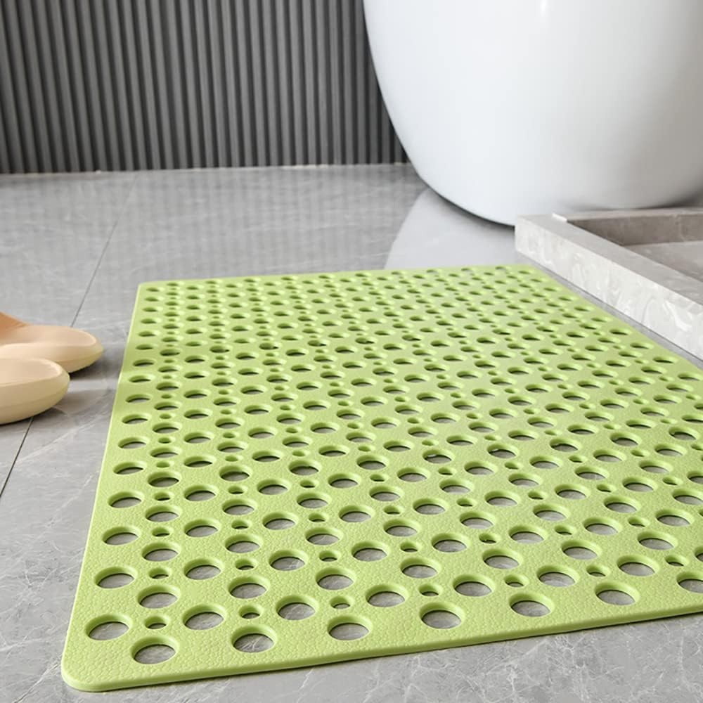 Porevo Shower Mat – Non Slip Bathtub Mat Drain Holes Suction Cup White Bathroom Safety