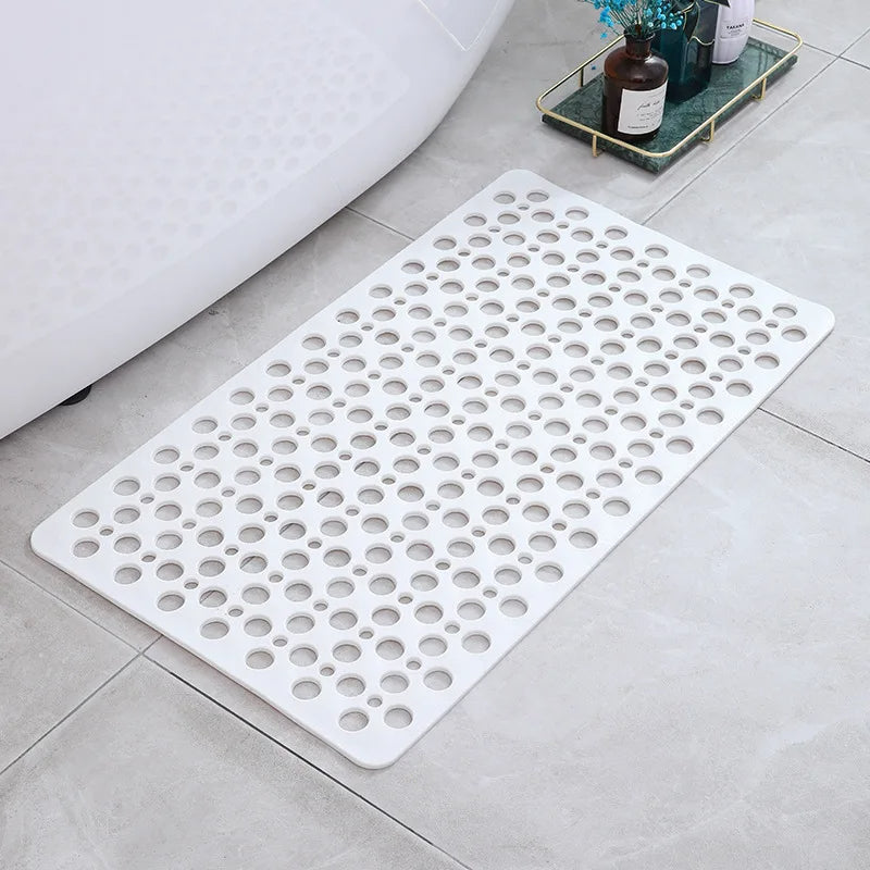 Porevo Shower Mat – Non Slip Bathtub Mat Drain Holes Suction Cup White Bathroom Safety