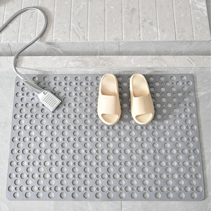 Porevo Shower Mat – Non Slip Bathtub Mat Drain Holes Suction Cup White Bathroom Safety