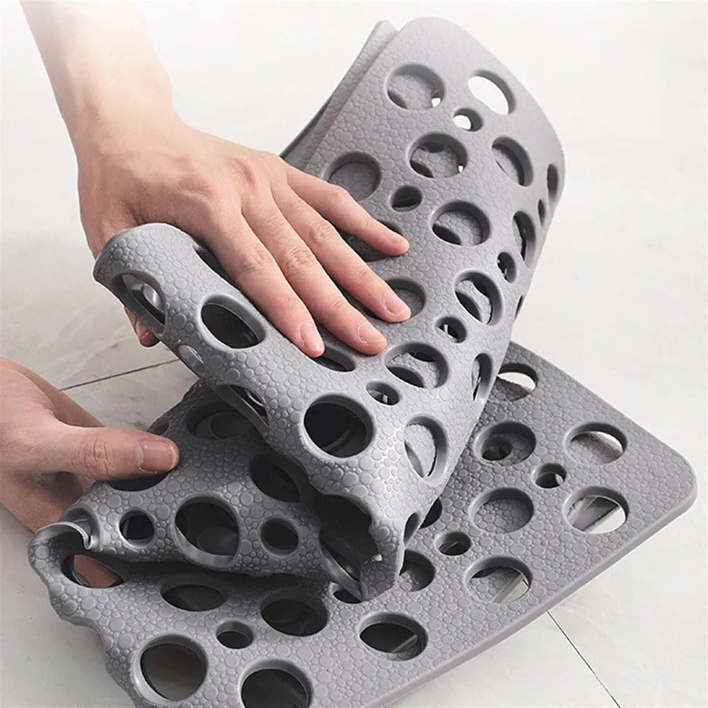 Porevo Shower Mat – Non Slip Bathtub Mat Drain Holes Suction Cup White Bathroom Safety