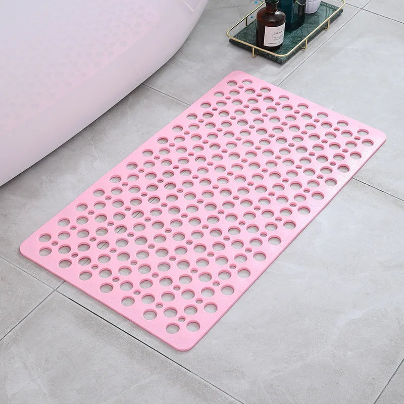Porevo Shower Mat – Non Slip Bathtub Mat Drain Holes Suction Cup White Bathroom Safety