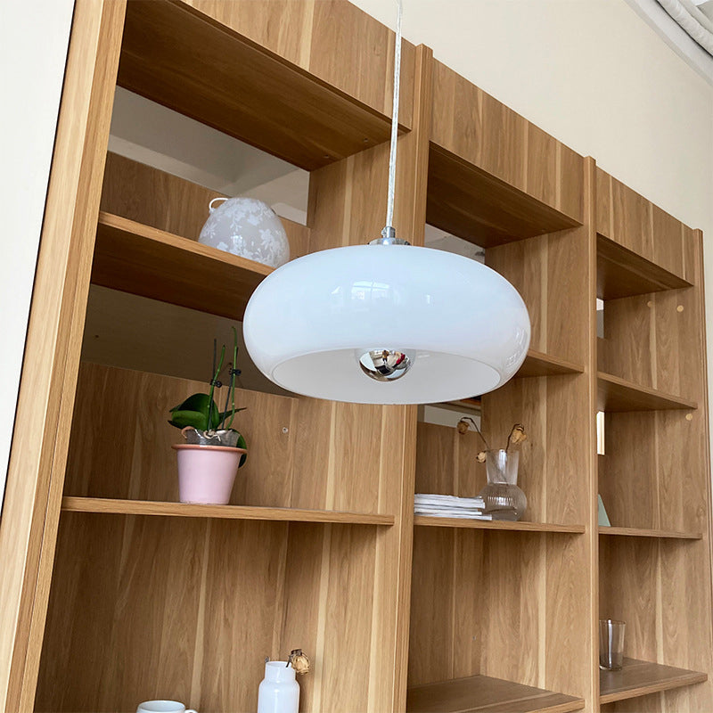 Retro Glass Dome Pendant Light – Mid-Century Modern LED Ceiling Fixture for Dining and Living Spaces