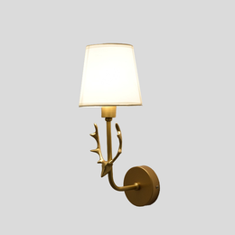 Bella Bow Wall Sconce – Gold Brass Bedroom Living Room Fabric Shade Light Fixture