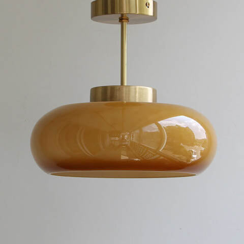 Amber Glass Semi Flush Ceiling Light – Mid-Century Modern Lighting Fixture