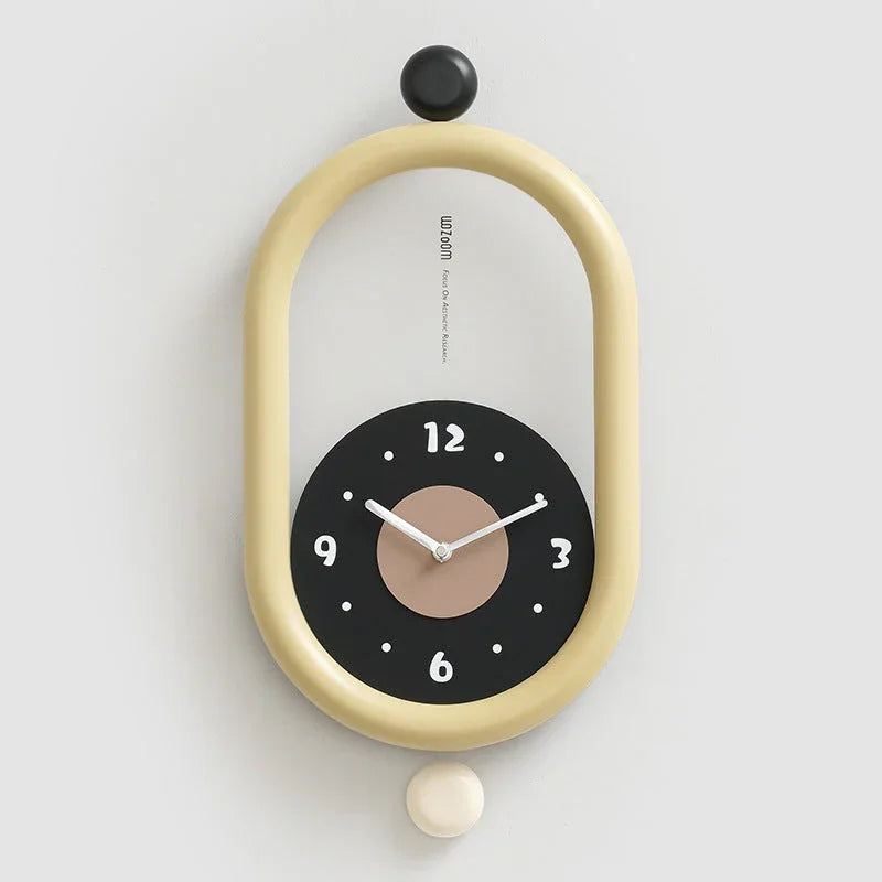 Ovalis Pendant Wall Clock – Mid Century Modern Green Oval Kitchen Living Room Bedroom Decor