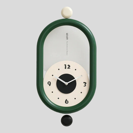 Ovalis Pendant Wall Clock – Mid Century Modern Green Oval Kitchen Living Room Bedroom Decor