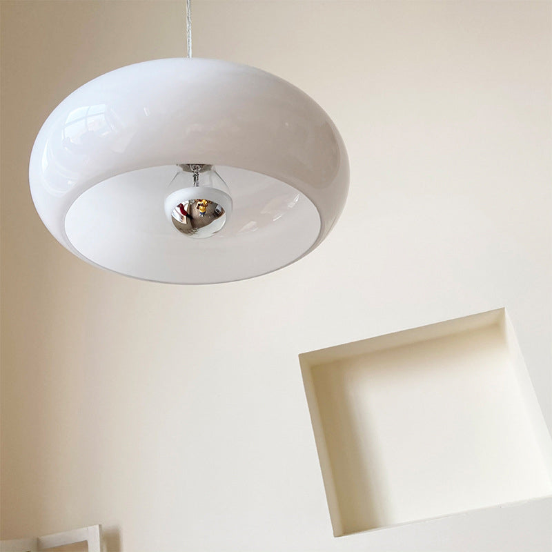 Retro Glass Dome Pendant Light – Mid-Century Modern LED Ceiling Fixture for Dining and Living Spaces