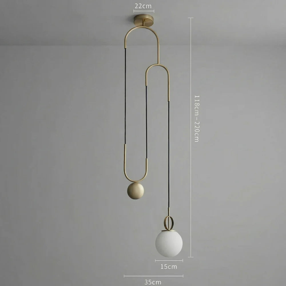 Caldex Arc Pendant Light – Modern Brass Ceiling Pendant Globe LED Decorative Lighting Living Room Bedroom