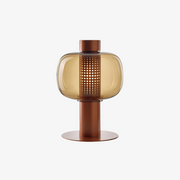 Modern Amber Glass LED Table Lamp – Warm Decorative Lighting Fixture