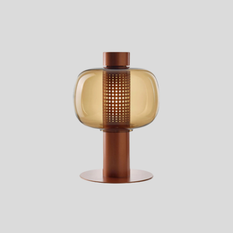 Modern Amber Glass LED Table Lamp – Warm Decorative Lighting Fixture