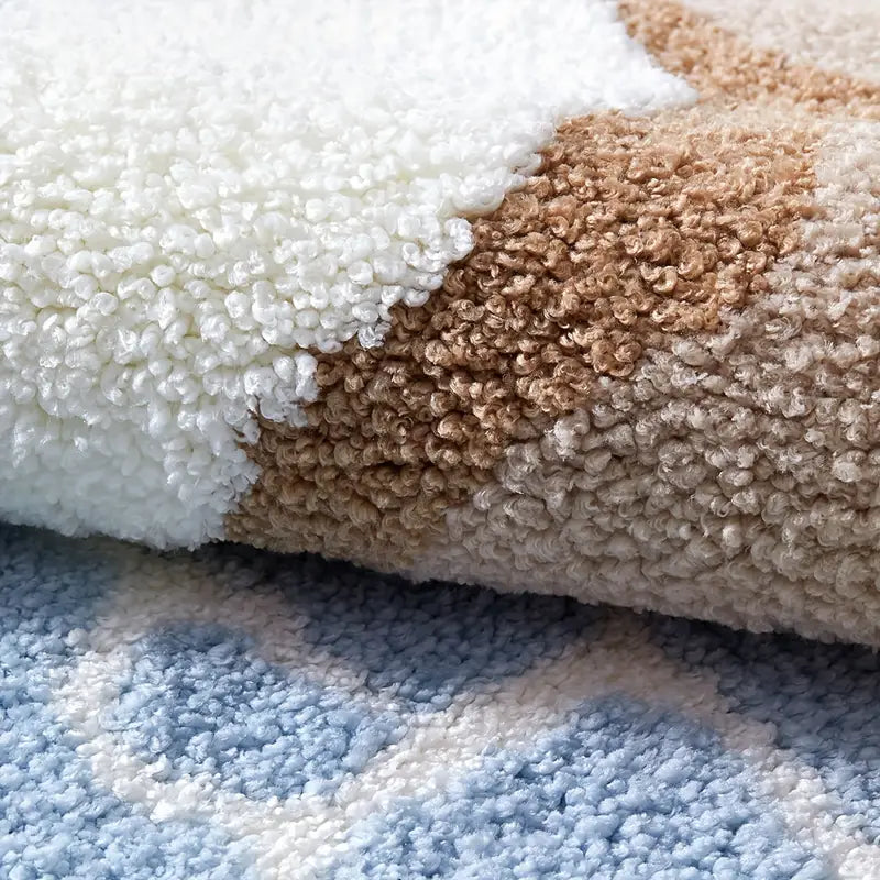 Coasta Beach Bath Mat – Ocean Wave Microfiber Bathroom Rug Non Slip Backing Soft Absorbent