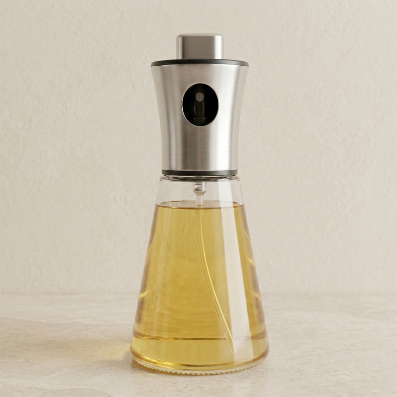Veriso Oil Dispenser Bottle – Glass Stainless Steel Kitchen Spray Mister Olive Cooking
