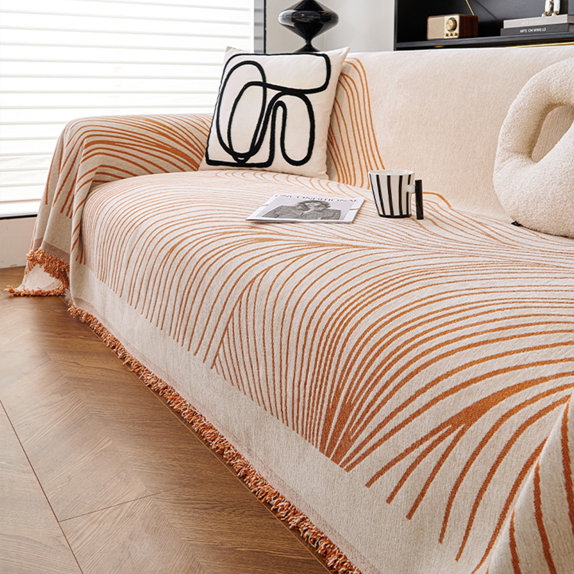 Kinova Stripe Throw Blanket – Modern Black White Abstract Line Sofa Couch Decorative Cover Living Room Bedroom