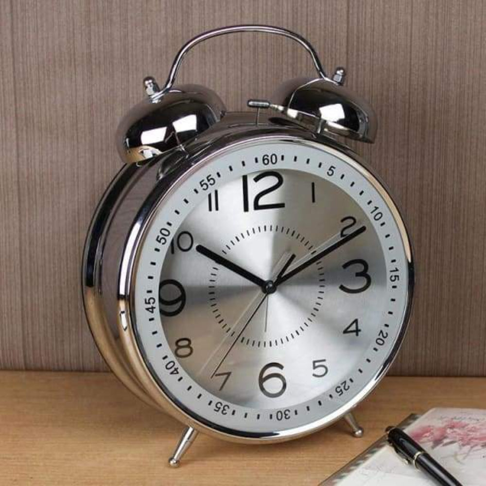 Valdor Twin Bell Alarm Clock – Retro Metal Bedside Table Clock Blue Face Vintage Loud Alarm Bedroom Office