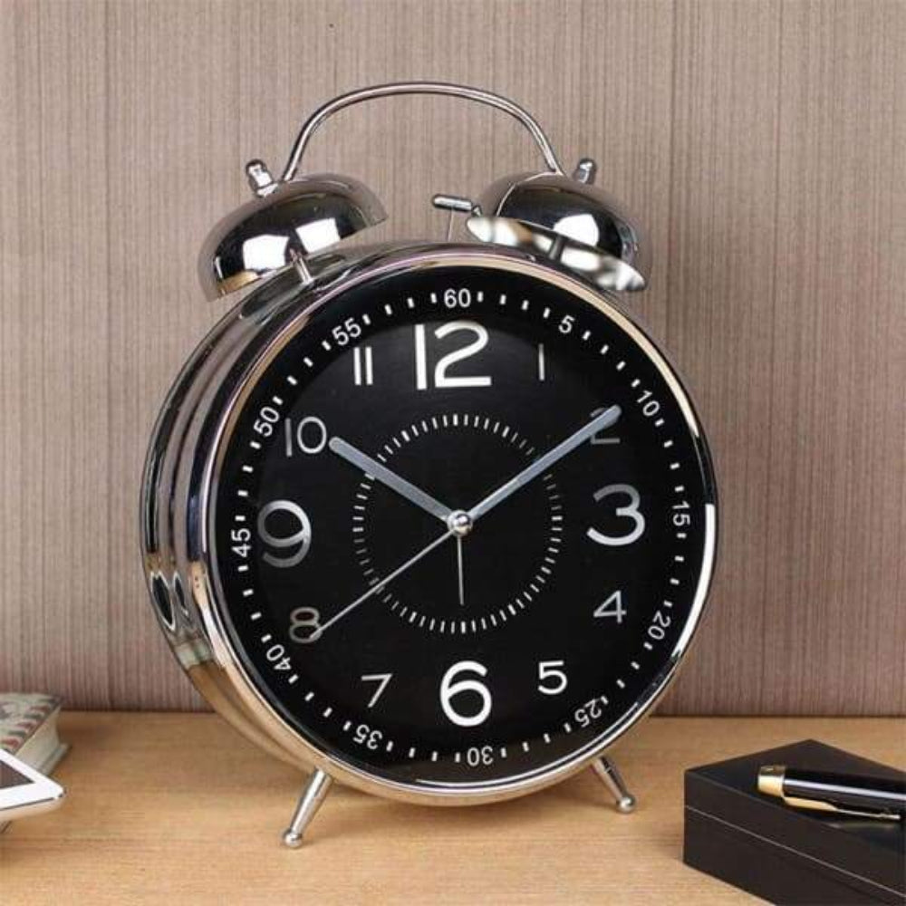 Valdor Twin Bell Alarm Clock – Retro Metal Bedside Table Clock Blue Face Vintage Loud Alarm Bedroom Office