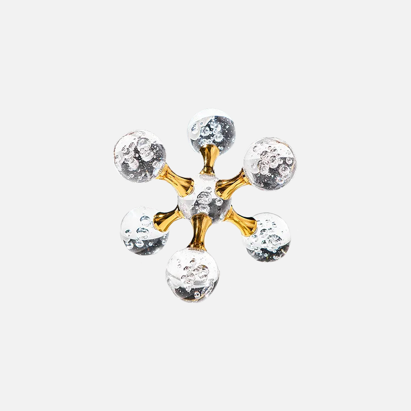 Solexis Molecule Desk Ornament – Glass Bubble Gold Metal Decorative Home Office Paperweight Sculpture