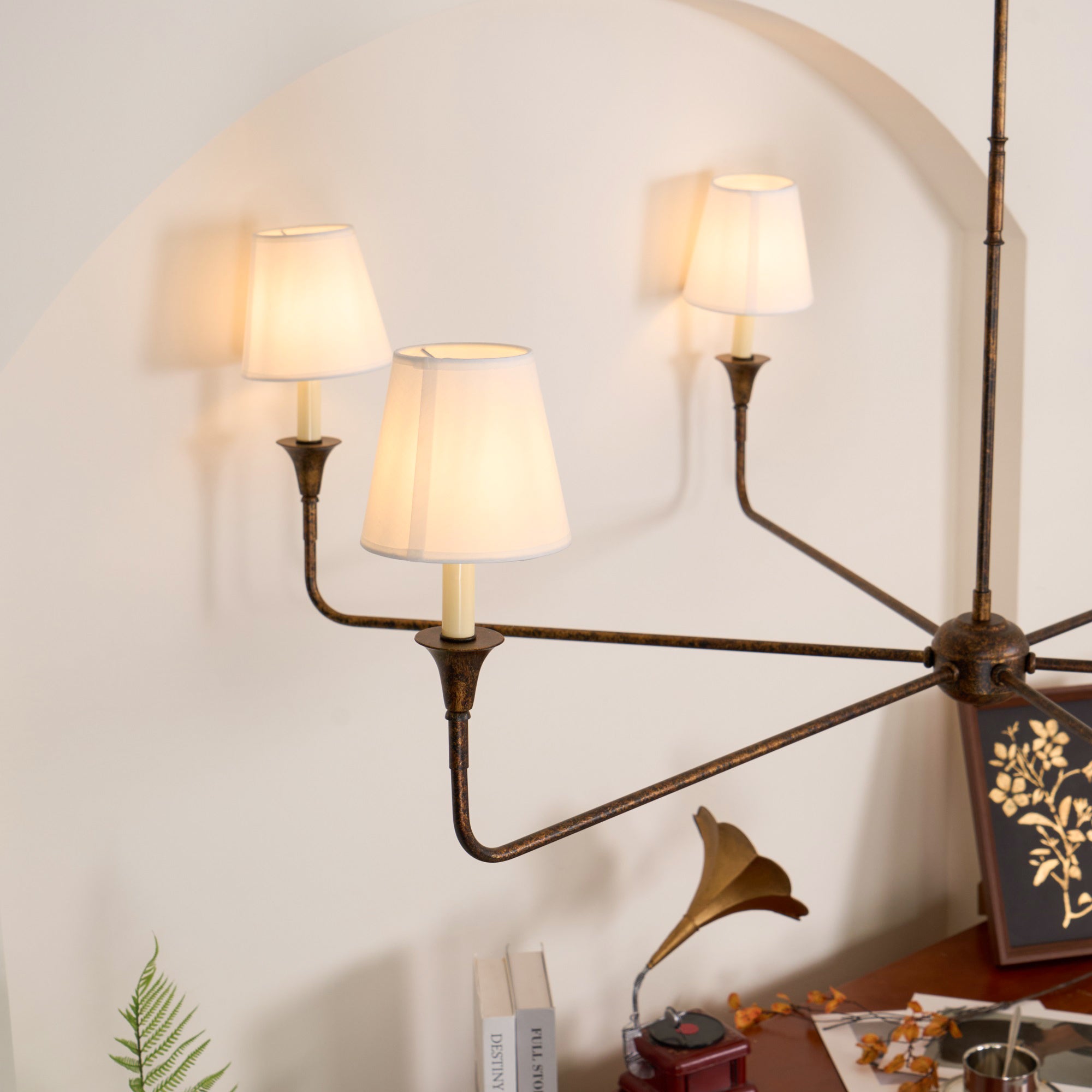 Grande Linear Chandelier - Classic Brass Multi-Arm Dining Pendant Light