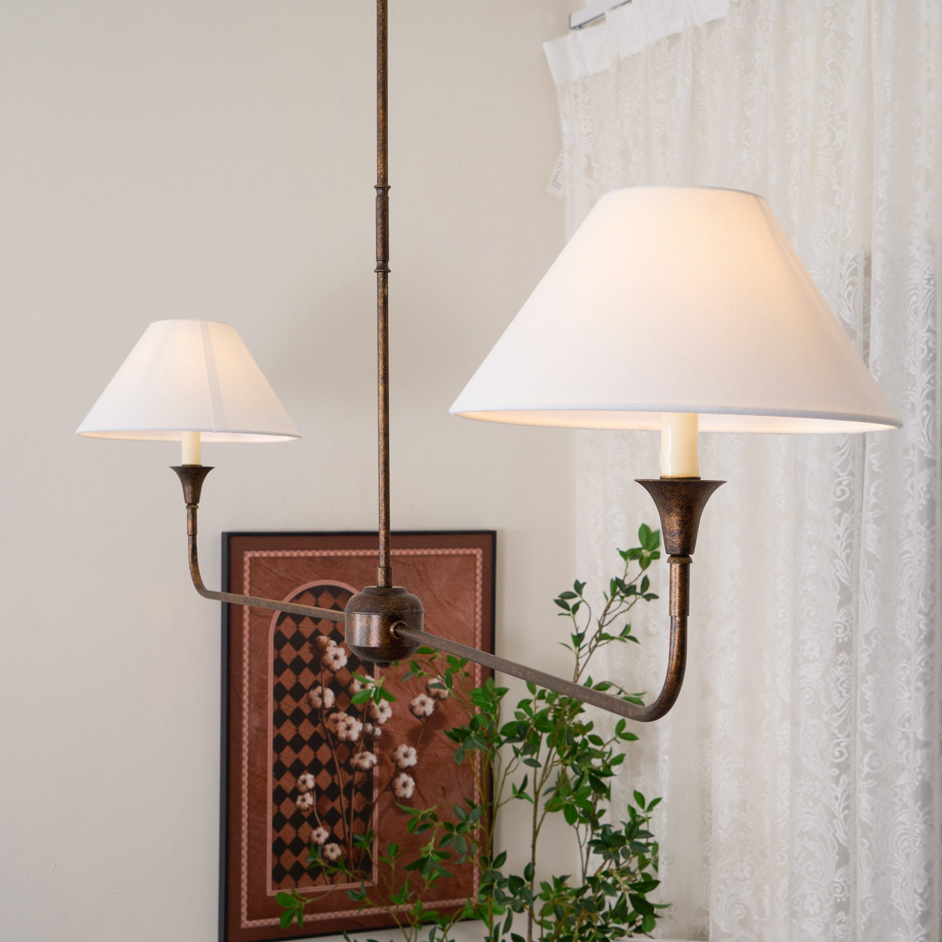 Grande Linear Chandelier - Classic Brass Multi-Arm Dining Pendant Light