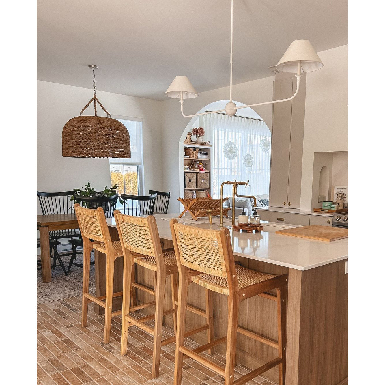 Grande Linear Chandelier - Classic Brass Multi-Arm Dining Pendant Light