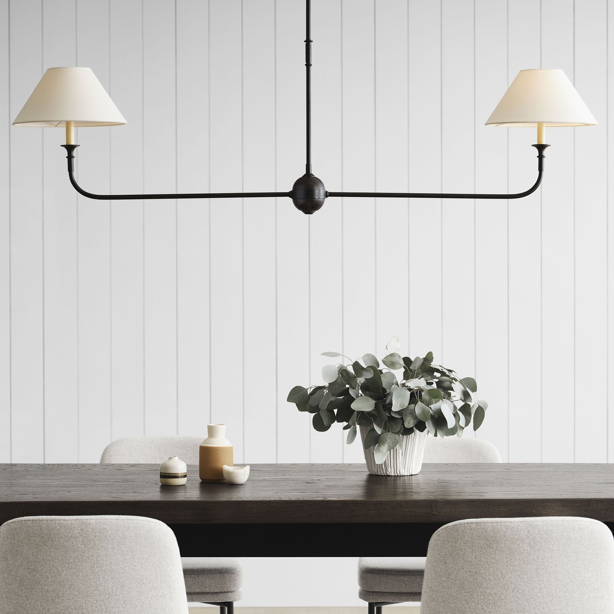 Grande Linear Chandelier - Classic Brass Multi-Arm Dining Pendant Light