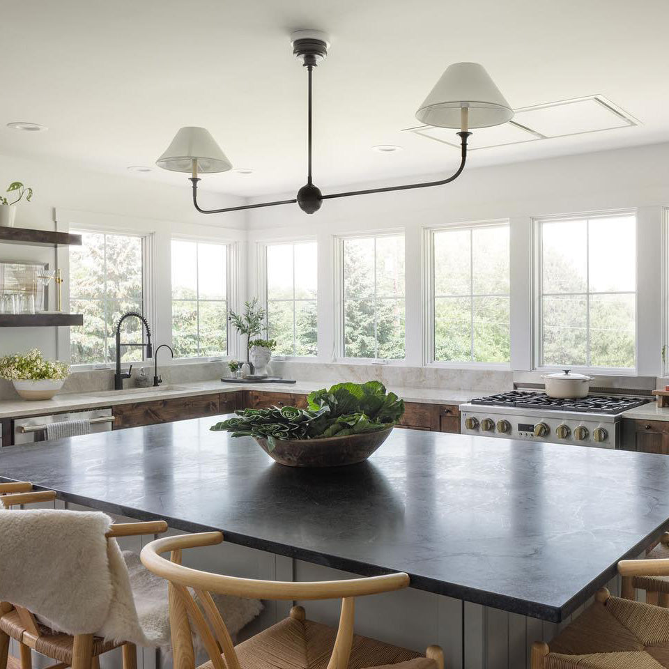 Grande Linear Chandelier - Classic Brass Multi-Arm Dining Pendant Light