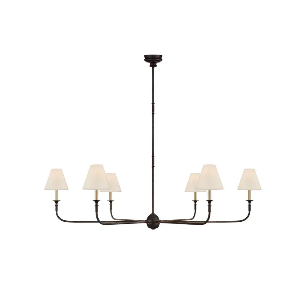 Grande Linear Chandelier - Classic Brass Multi-Arm Dining Pendant Light